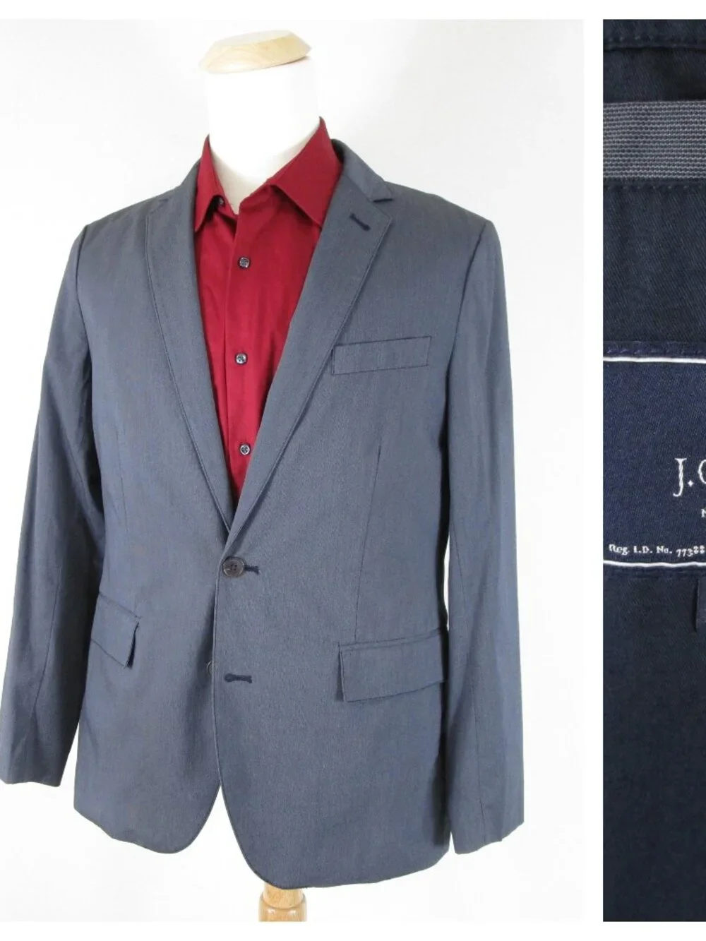 J. Crew Mens Solid Dark Gray Cotton Sport Coat Jacket Size M 40R Two Button